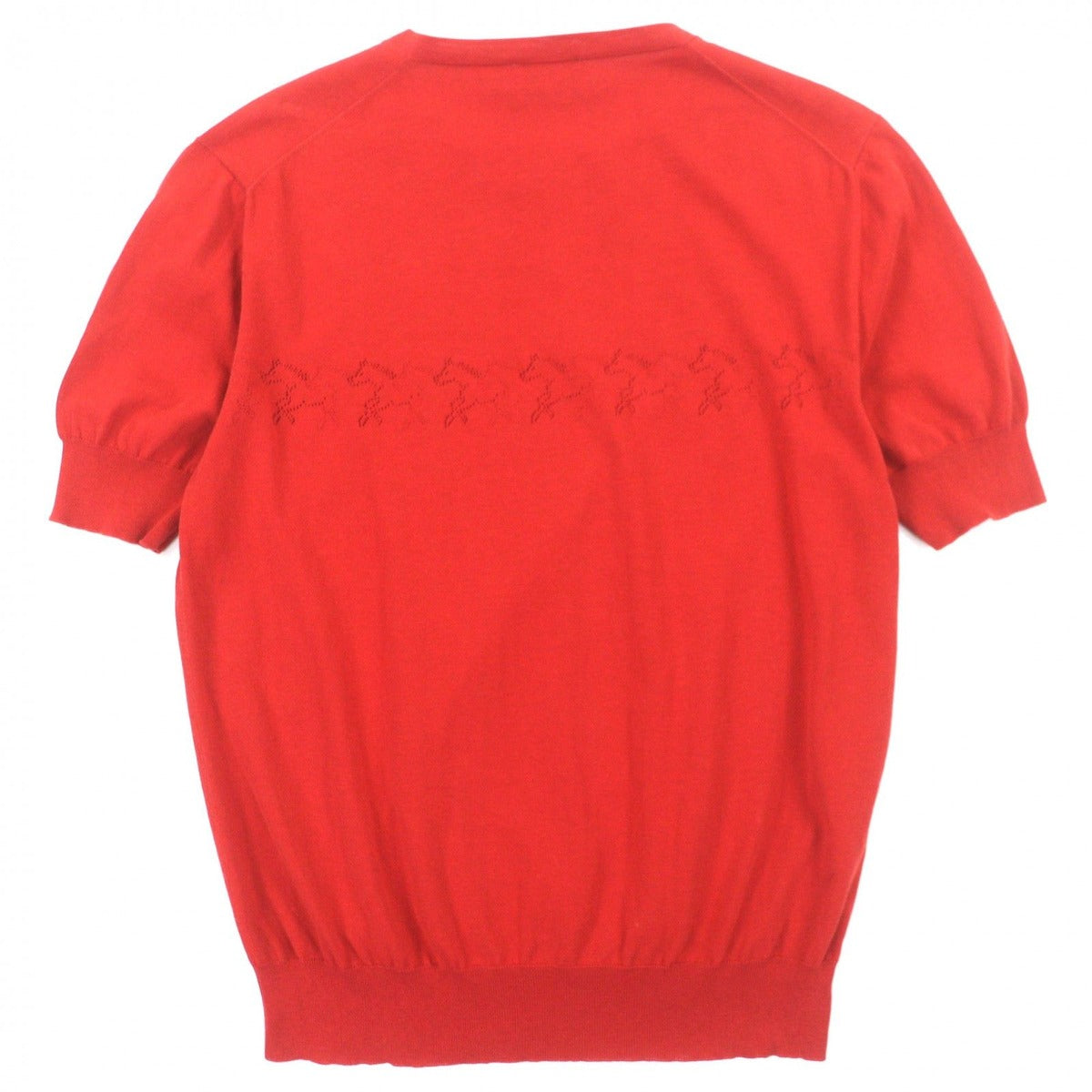 Hermes Cotton Perforated Hose Crew Neck Short Sleeve Knit Red S — view 3