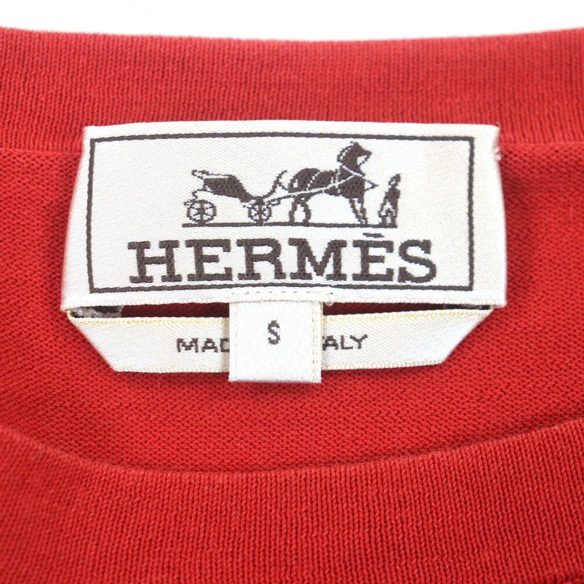 Hermes Cotton Perforated Hose Crew Neck Short Sleeve Knit Red S — view 5