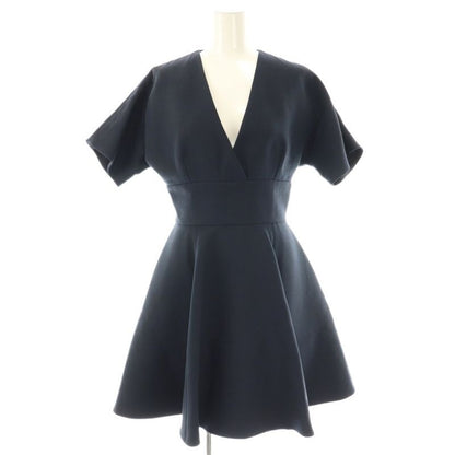 Christian Dior Cache Coeur Short Sleeve Dress Knee Length Wool Silk Blend 34