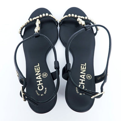 Chanel Strap Sandals G36122 Black 37 1 2C Coco Mark Sandals Women's