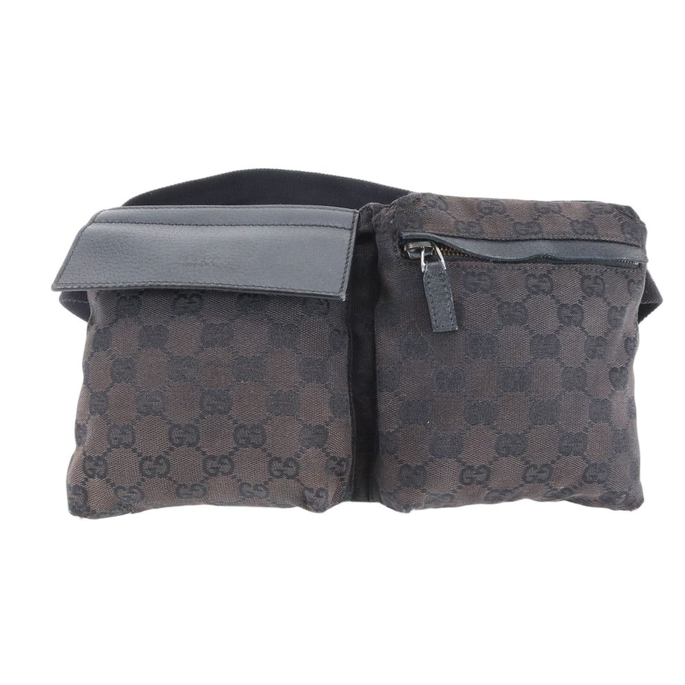 Gucci GG Canvas Leather 2-Way Belt Bag Crossbody Body Waist Pouch Shoulder Tote — view 2