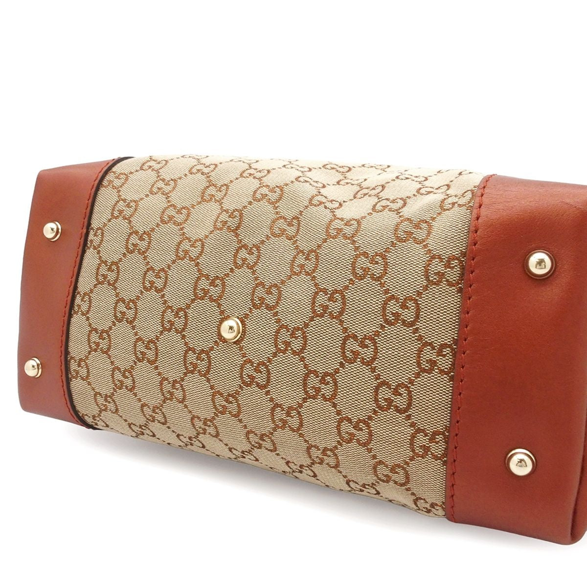 Gucci Heart Bit Beige Orange GG Canvas Leather Tote Bag — view 3