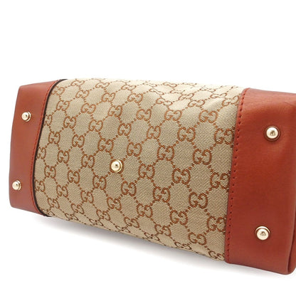 Gucci Heart Bit Beige Orange GG Canvas Leather Tote Bag — view 3