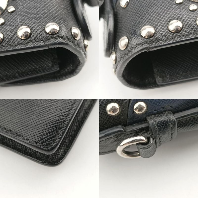 Prada Studded Crossbody Black And Navy Saffiano Leather Bt0970180