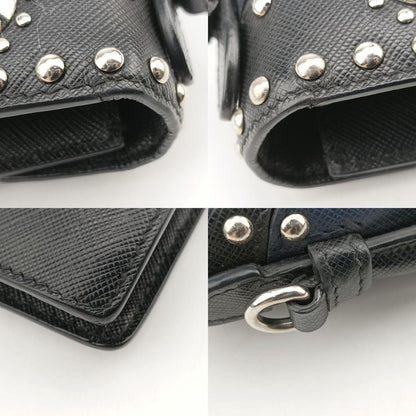 Prada Studded Crossbody Black And Navy Saffiano Leather Bt0970180