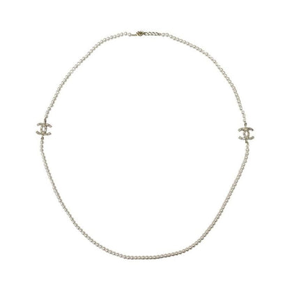 Chanel Long Necklace Coco Mark Rhinestone Pearl 2024 Gold Hardware Chanel