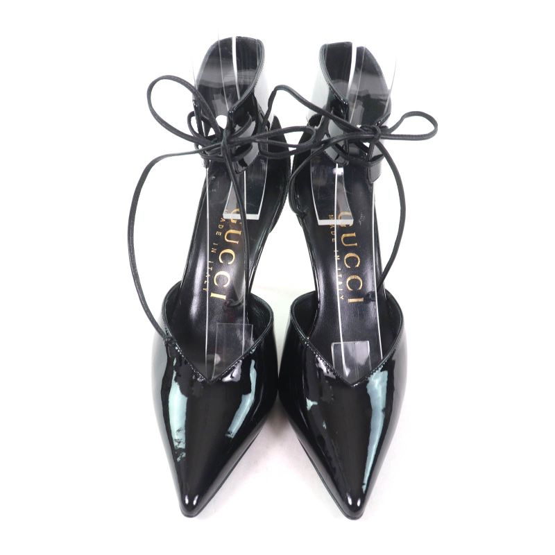 Gucci 721045 Pointed Toe Patent Leather Pumps Black 36 With Box And Storage Bag
