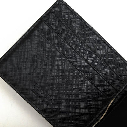 Prada Wallet Men Wallet Leather Genuine Black 2mn077 Saffiano Bicolo Money Clip