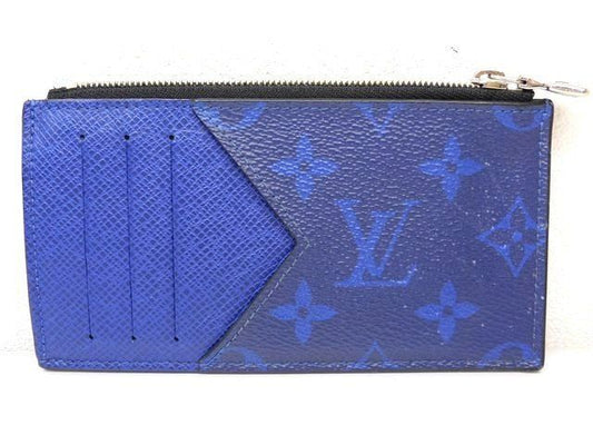 Vuitton - M30270 Nz3199 Coin Card Holder Taiga Llama Cobalt Blue Monogram Men's