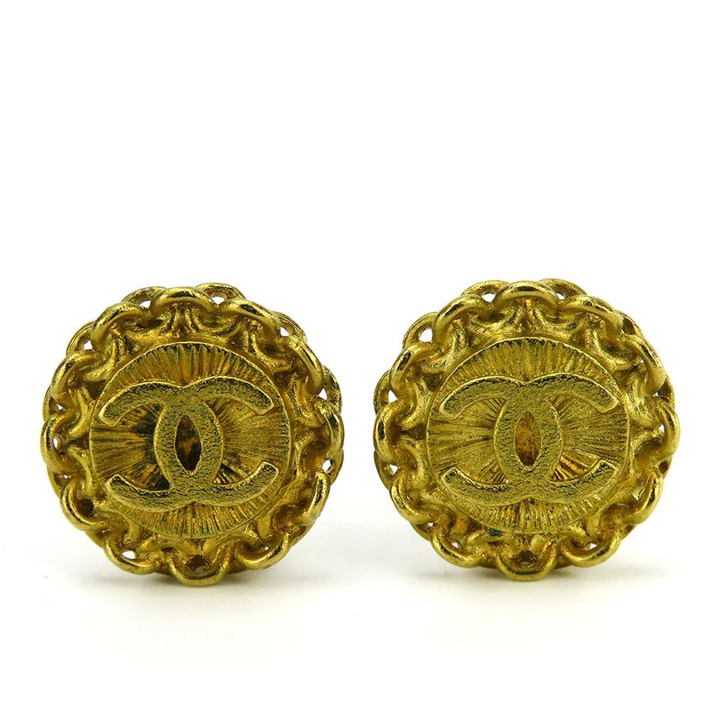Chanel Earring Coco Mark Metal Gold Accessories 95P Plated Ladies Women Chanel