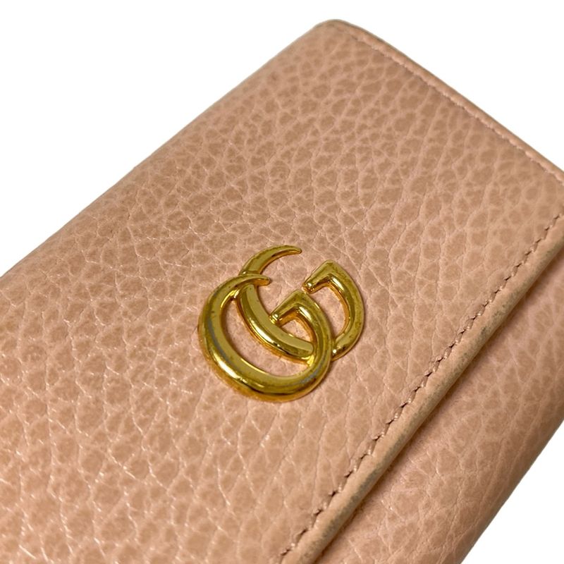 Gucci Key Case GG Marmont 456118 Pink Beige 6 Hooks Leather