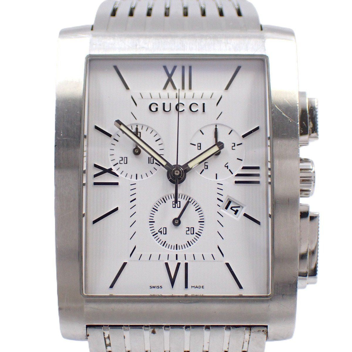 Gucci Chrono Metro Chronograph Quartz Watch White Dial SS