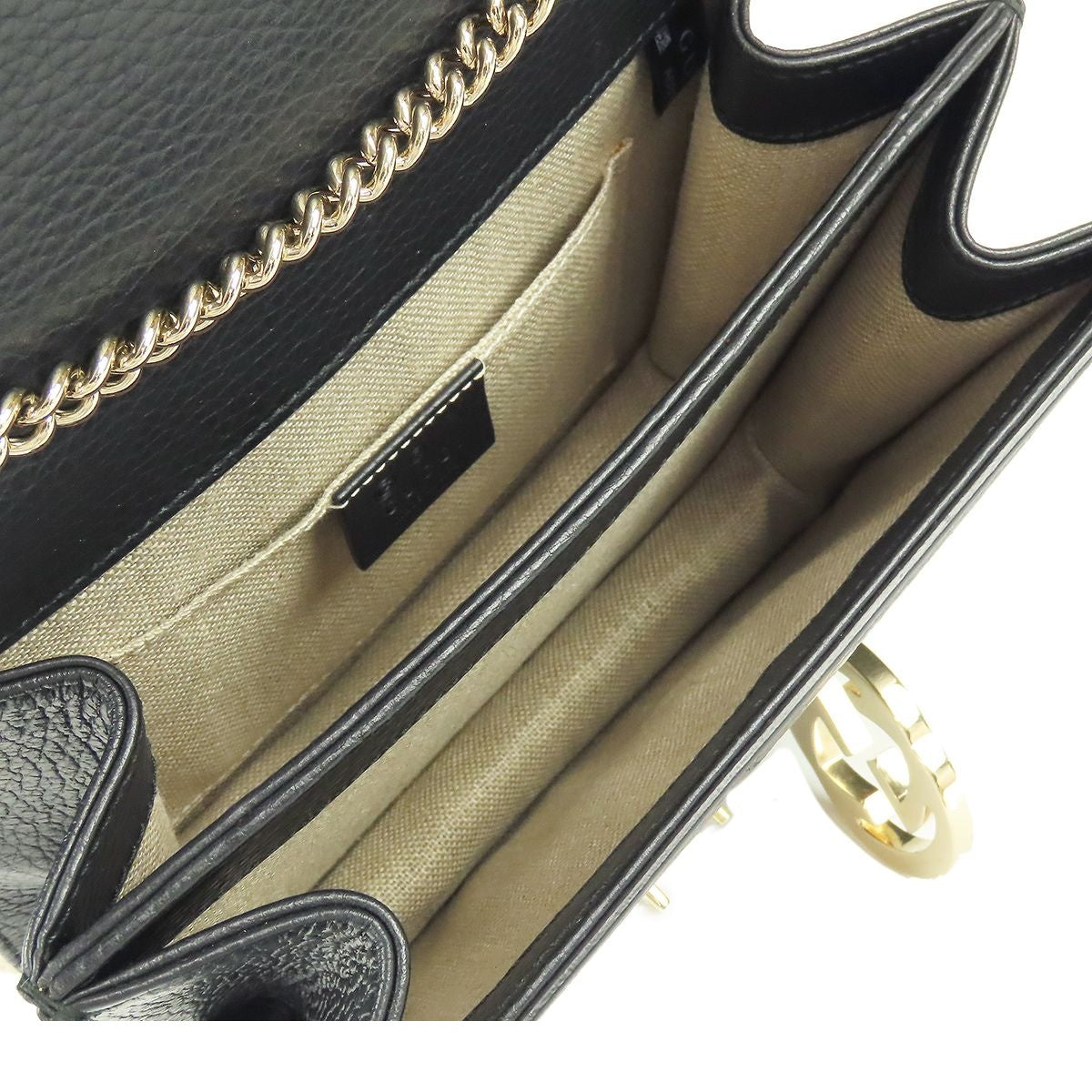 Gucci Interlocking G Chain Black Leather Shoulder Bag — view 5