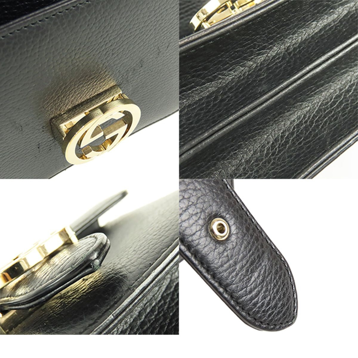 Gucci Interlocking G Chain Black Leather Shoulder Bag — view 7