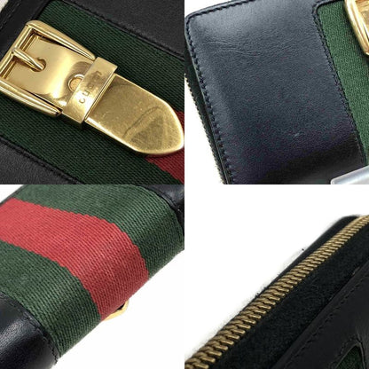 Gucci Round Zipper Long Wallet Sylvie 476083 Black