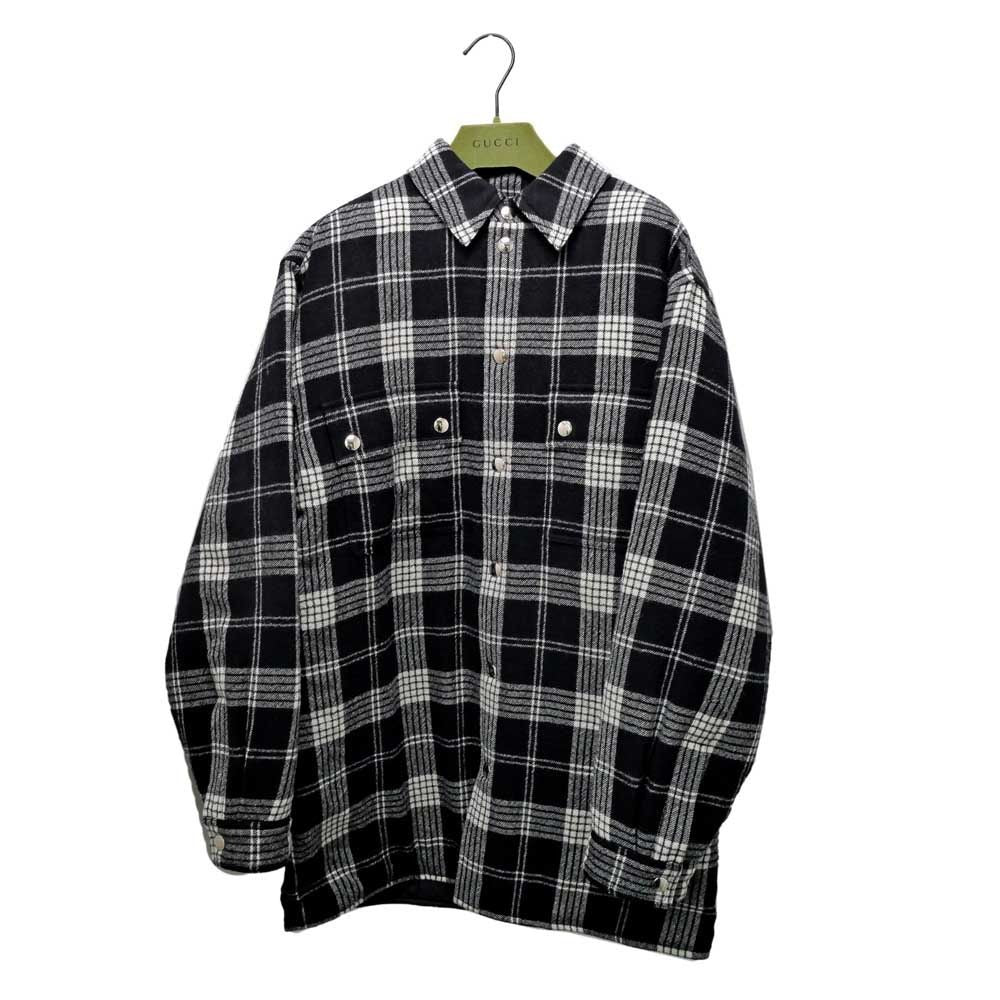 Gucci Button Down Wool Coat 40 Size Black White Clothes