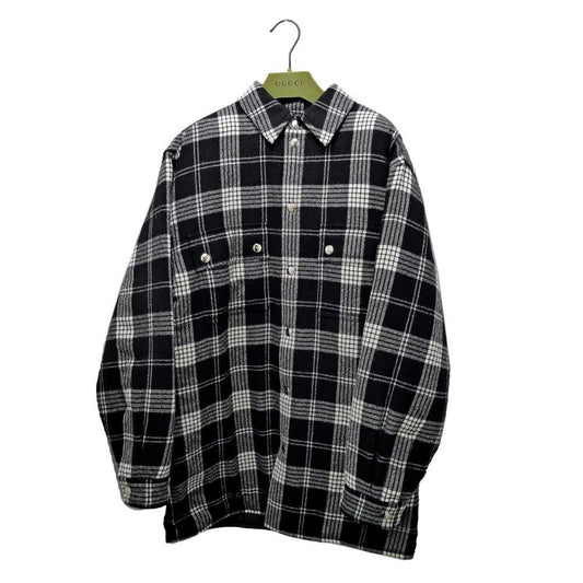 Gucci Button Down Wool Coat 40 Size Black White Clothes