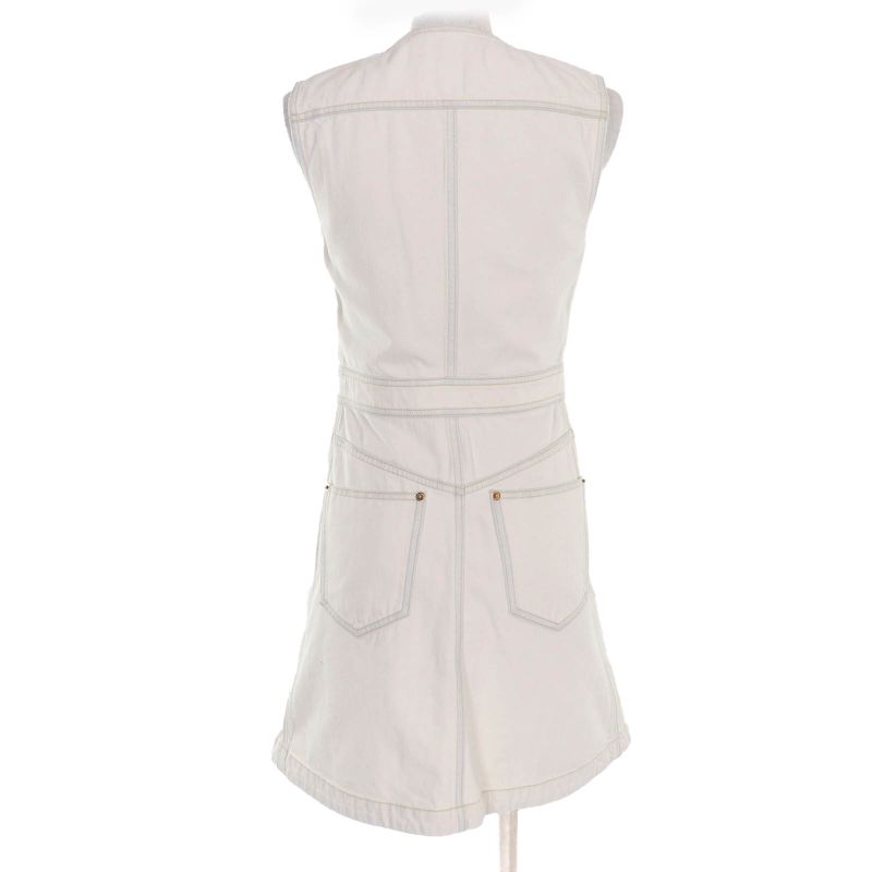 Louis Vuitton 23SS A-line Bleached Denim Zip-up Dress Ivory 36 With Hanger And