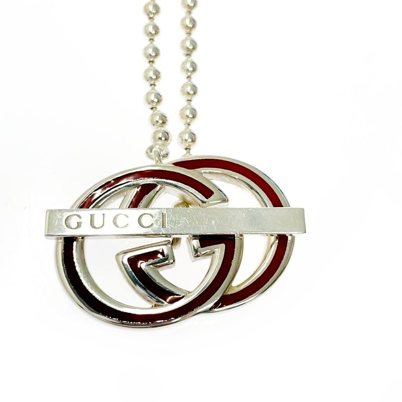 Gucci Silver Interlocking G Ball Chain Necklace 37.5g 925 Engraved 328078