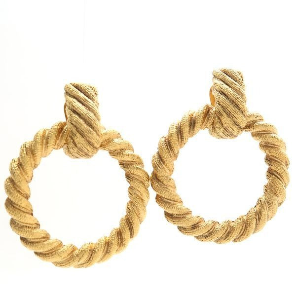 Chanel Earrings GP Hoop Ring 25 2738 Vintage Large Removable 2-Way