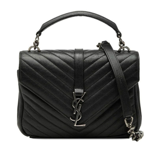 Saint Laurent Carre 2-Way Shoulder Bag Black Leather