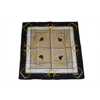 Celine Scarf Vintage Carre 90 Carriage Harness Gold White Black — view 2