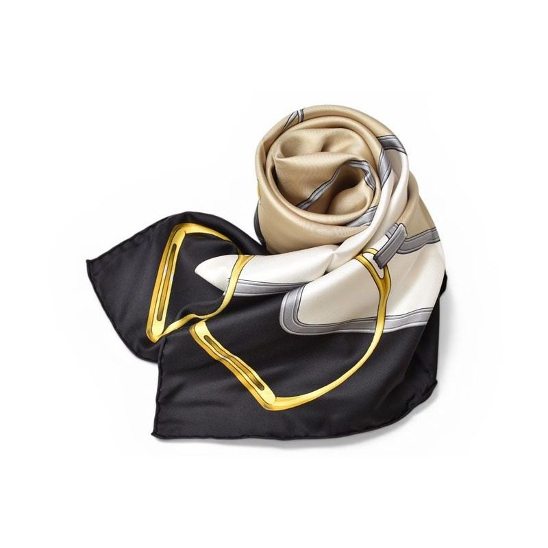 Celine Scarf Vintage Carre 90 Carriage Harness Gold White Black — view 3