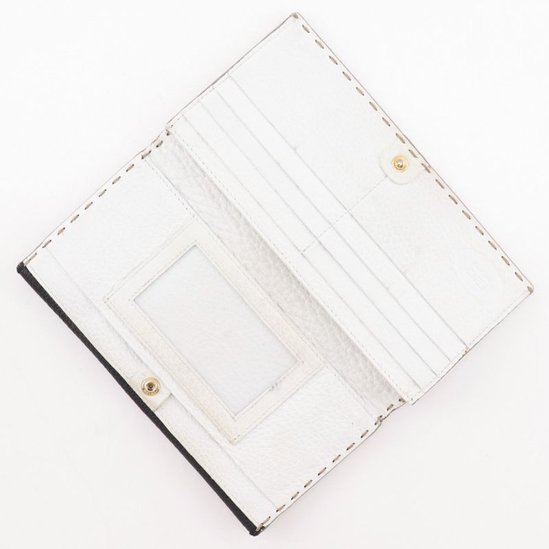 Fendi Selleria W Hook Bi-fold 8m0144 Leather Gray Ladies Long Wallet