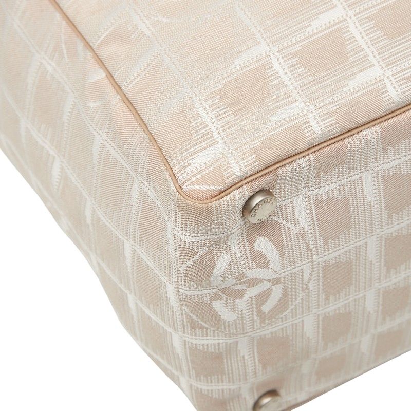 Chanel New Travel Line Beige Pink Nylon Leather Women's Chanel