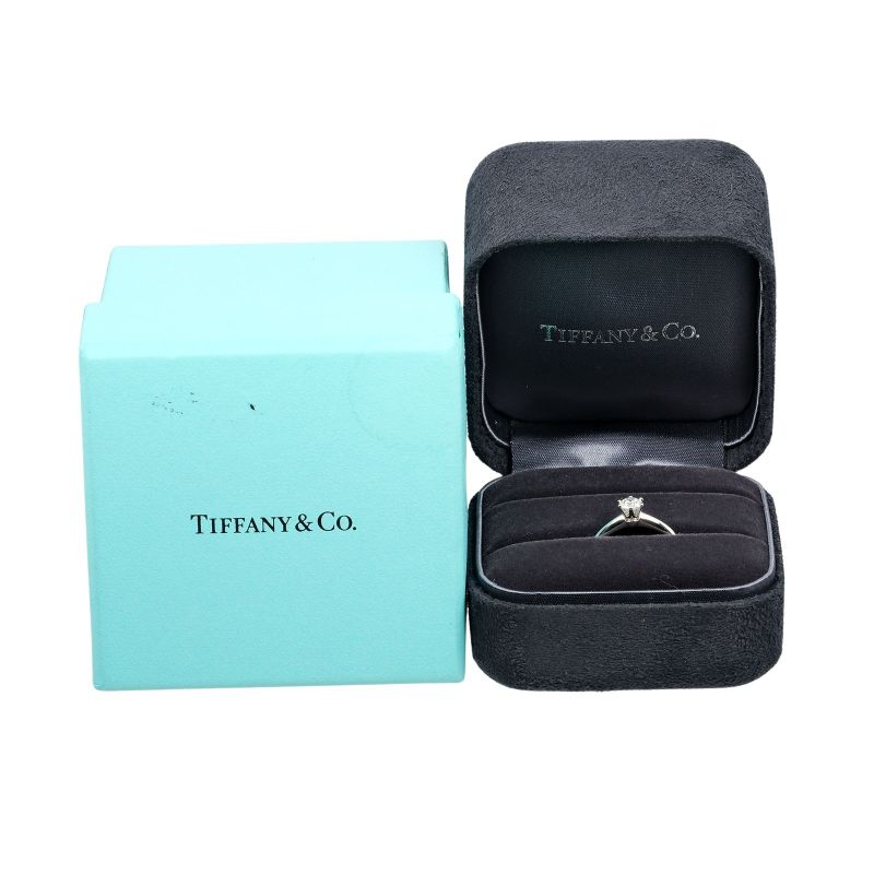 Tiffany & Co Solitaire 0.32ct Vs2/e/good Pt950platinum × Diamond #8 Ladies 3g