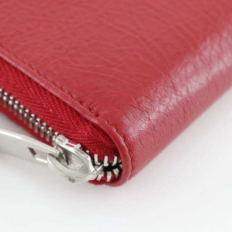 Balenciaga Round Zipper 541996 Calf Red Ladies Long Wallet