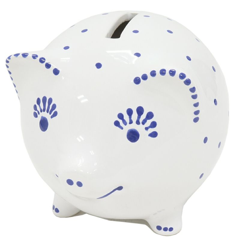 Tiffany & Co Piggy Bank Objet D'art Piggy Bank Ceramic White And Blue Pig Pig