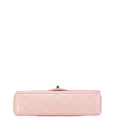 Chanel Coco Mark Matelasse 25 Double Flap Chain Shoulder Bag Pink Caviar Skin