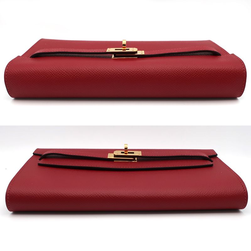 Hermes Kelly To-go- U Engraved Long Wallet Pouch Epson Bold- Gold