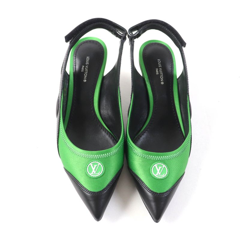 Louis Vuitton Arkwright Line Pointed Toe Back Strap Pumps With Rubber LV Logo