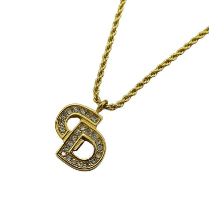 Dior Necklace Rhinestone Logo Gold