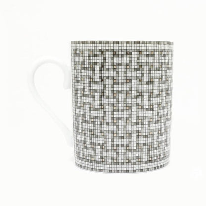 Hermes Mug Mosaic 24 Platinum Silver Color White Pottery Tableware
