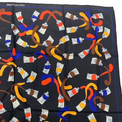 Louis Vuitton Louis Vuitton Silk Scarf Painted Black And Multicolor