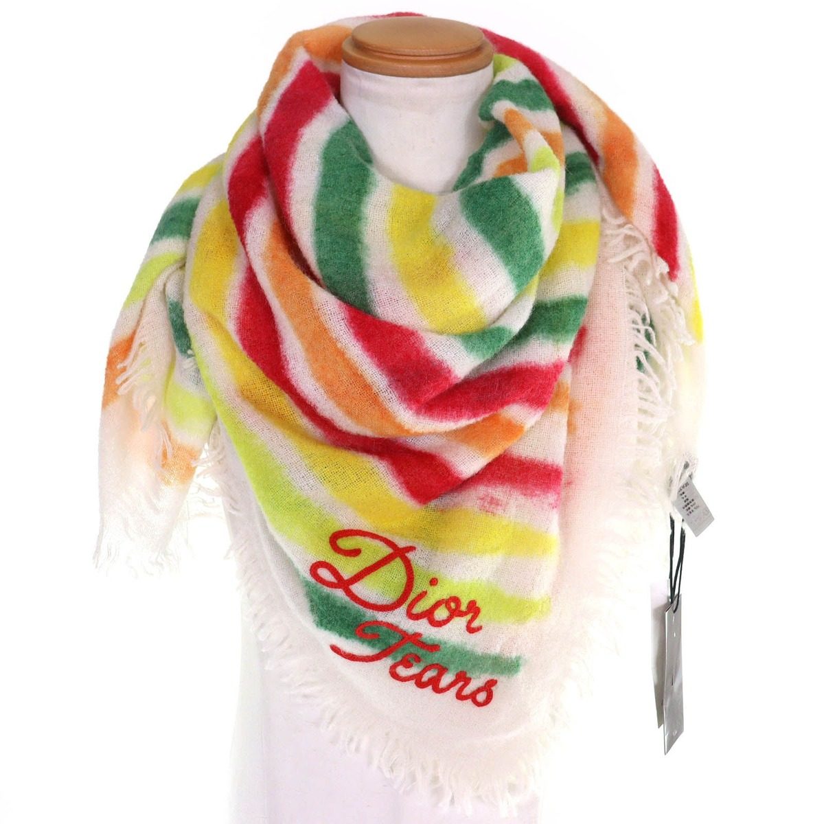 Dior Denim Tears Homme Alpaca Logo Embroidery Border Pattern Shawl Scarf — view 2