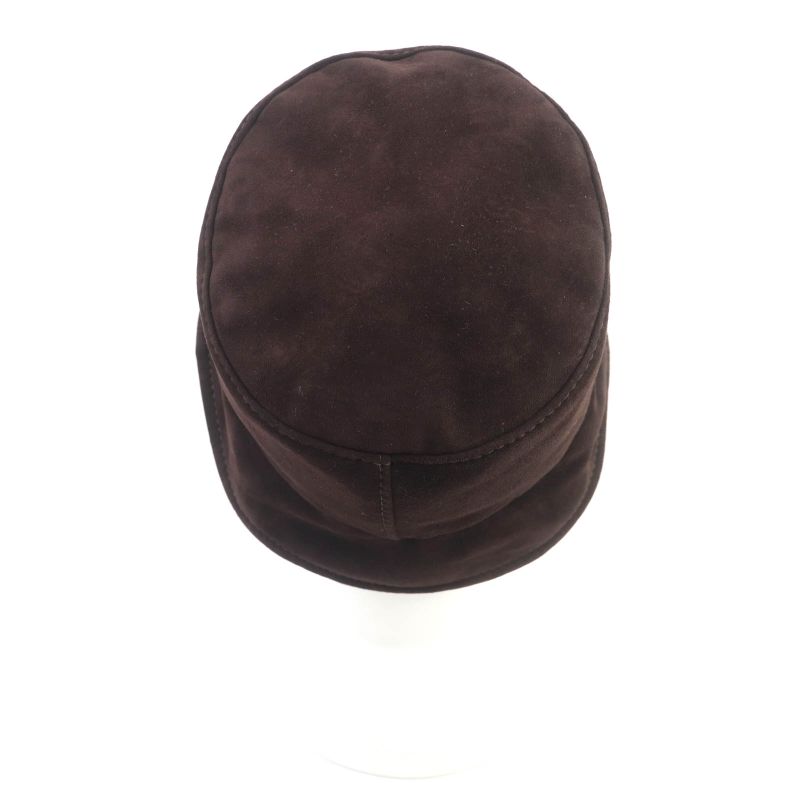 CHANEL 23AW Goatskin Bucket Hat With Coco Mark Hardware Hat Brown M With Box