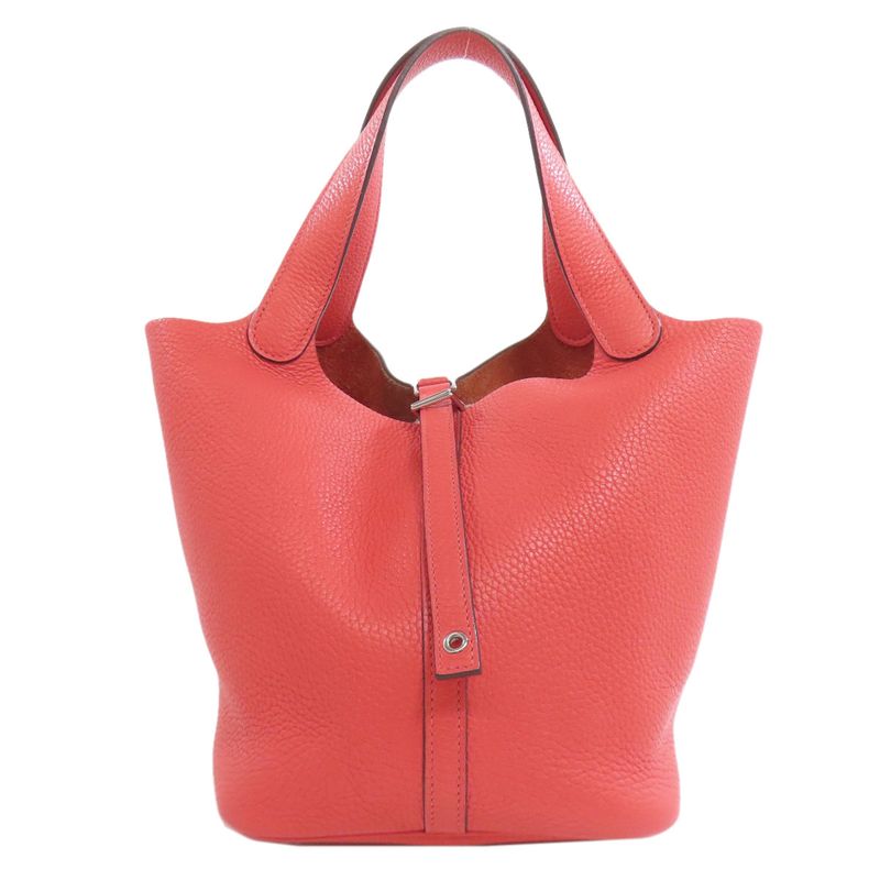 Hermes Picotin Lock MM Silver Hardware Handbag Taurillon Cles Mance Women