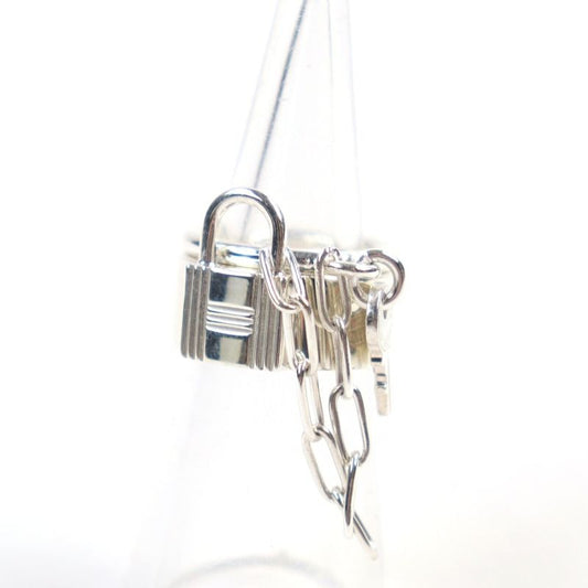 Hermes Alfa Kelly AG 925 Clochette Cadenas Double Ring Accessory Silver