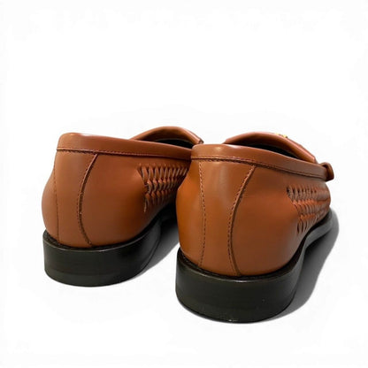 Celine Ad2 Luco Braided Loafer Triomphe 38 Brown Leather Shoes — view 4