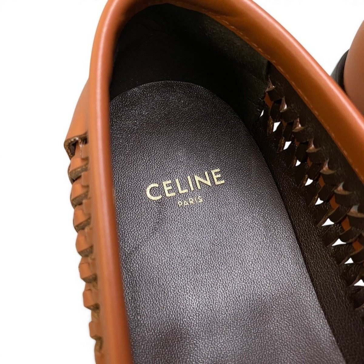 Celine Ad2 Luco Braided Loafer Triomphe 38 Brown Leather Shoes — view 8