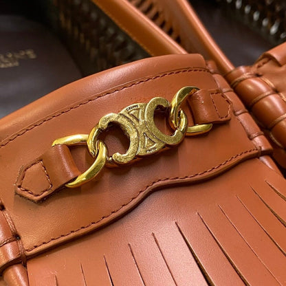 Celine Ad2 Luco Braided Loafer Triomphe 38 Brown Leather Shoes — view 9