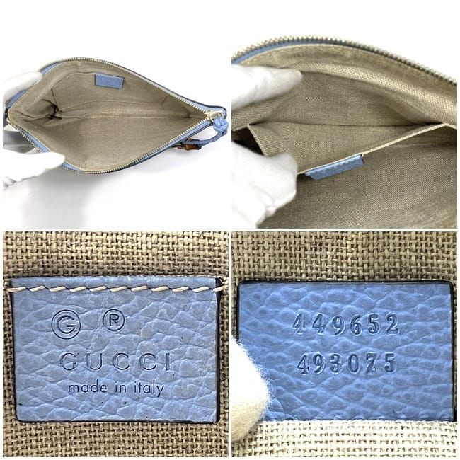 Gucci Pouch Ec22858 Light Blue Bamboo 449652 Excellent Condition