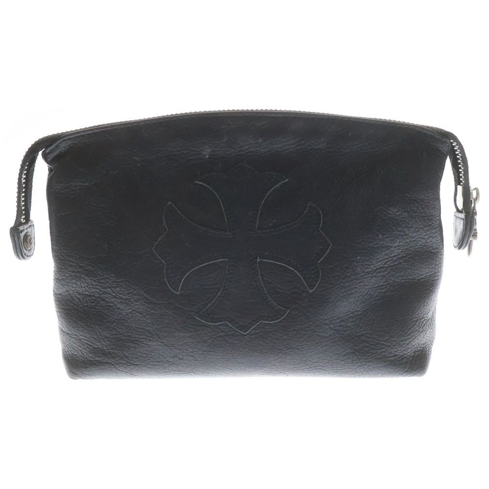 Chrome Hearts Insanity CH Pls CH Plus Patch Leather Pouch Black