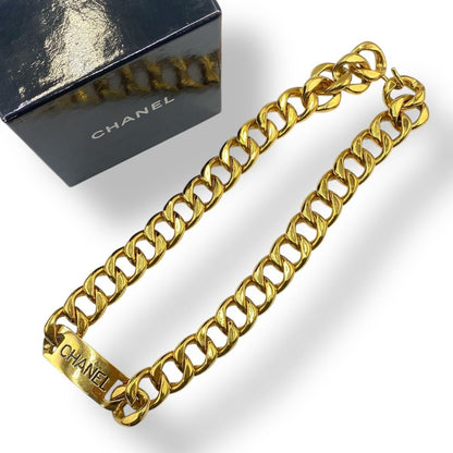 Chanel Chain Belt Logo Plate Gold