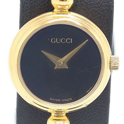Gucci Bangle Watch Wire Bracelet Quartz Black Dial Kzk
