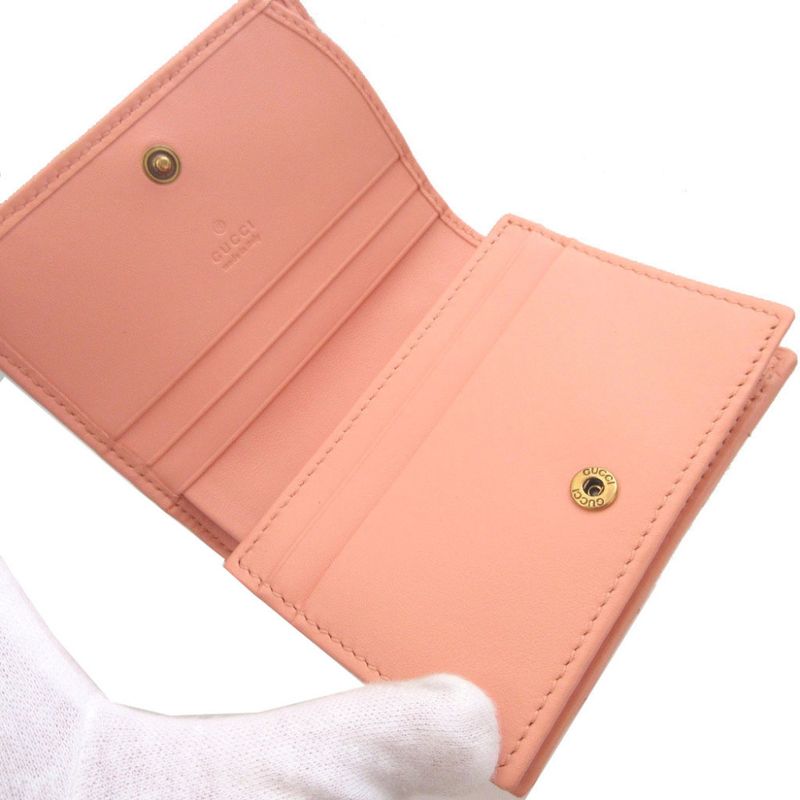 Gucci GG Marmont 466492 Leather Pink Bifold Wallet 0544 Gucci